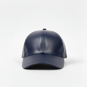 TELLARO Leather Baseball Cap - Navy